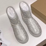 Silver Diamantes Crystals Bling Bling Eskimo Yeti Snow Boots Shoes
